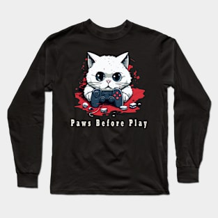 Gamer Funny Cat Gaming Paws Console Love Long Sleeve T-Shirt